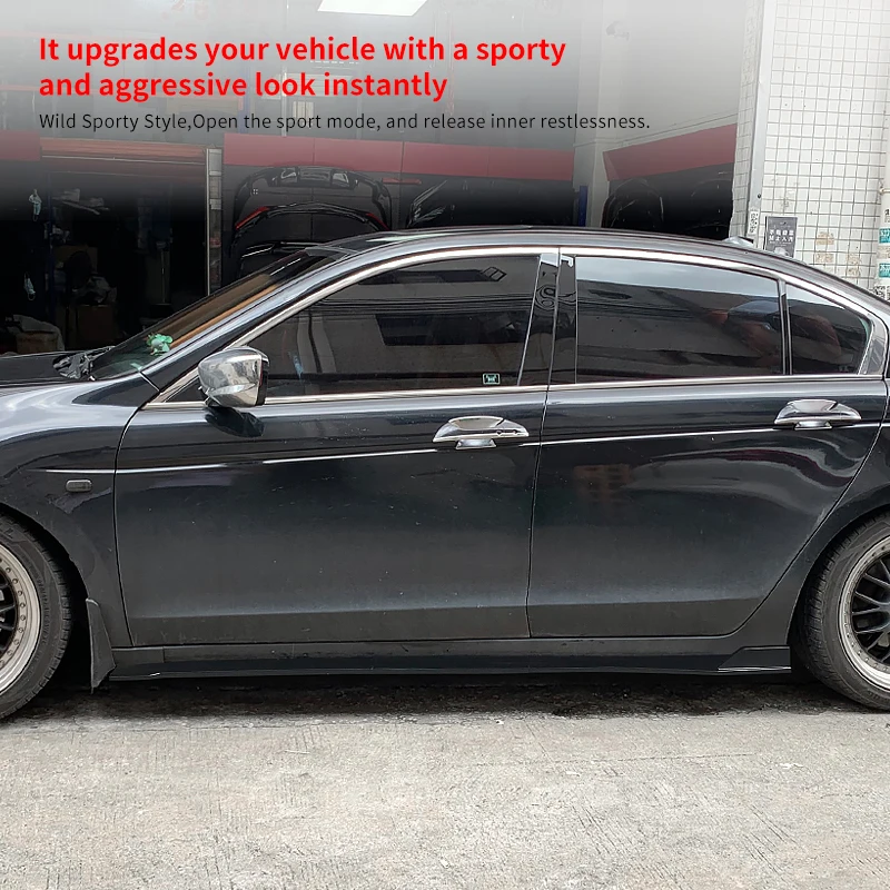 

High Quality Car Side Skirts Extensions Splitters Bumper Diffuser Spoiler Aprons Accessories CarbonFor Honda Accord 2008-2013