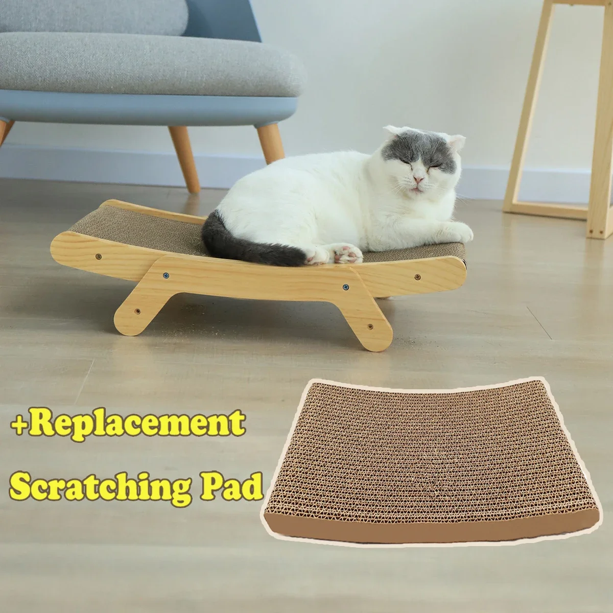 

Wooden Cat Scratcher Cat Scratch Board Bed 3 In 1 Scratching Post Corrugated Paper Scraper Bed Cats Training Grinding Claw Toys