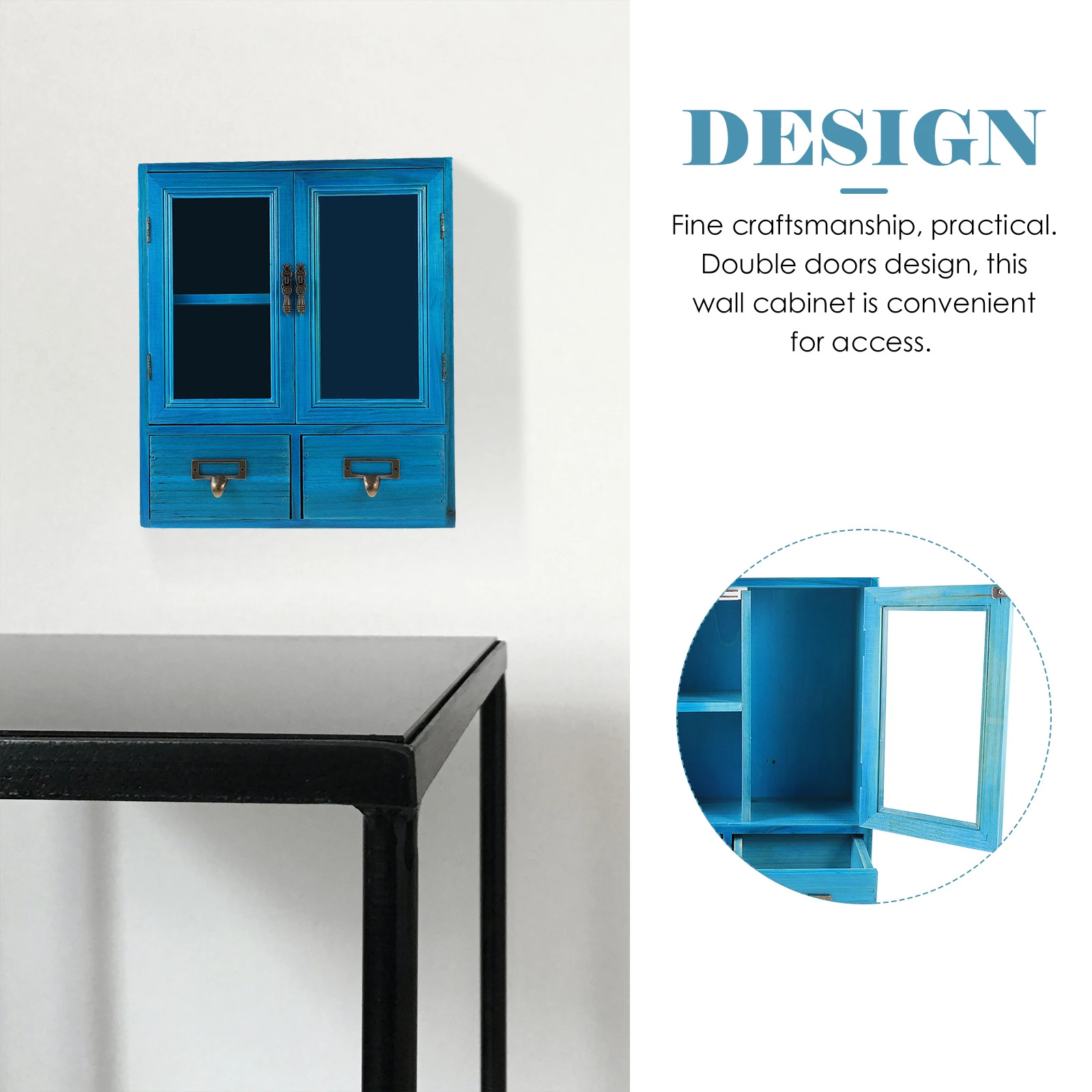 

1pc Rustic Wood Wall Storage 2 Door Vintage Farmhouse Saving Wall For Kitchen Living Room Wooden Cabinet Exquisite