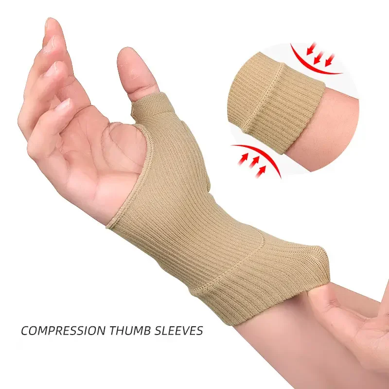 1Pair Wrist Thumb Compression Arthritis Gloves, Breathable Wrist Support Brace Wrist Sleeve With Gel Thumb Injury Pads