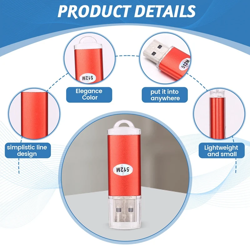 USB 2.0 فلاش ميموري ستيك قلم تخزين الإبهام اللون: أحمر السعة: 512 ميجابايت