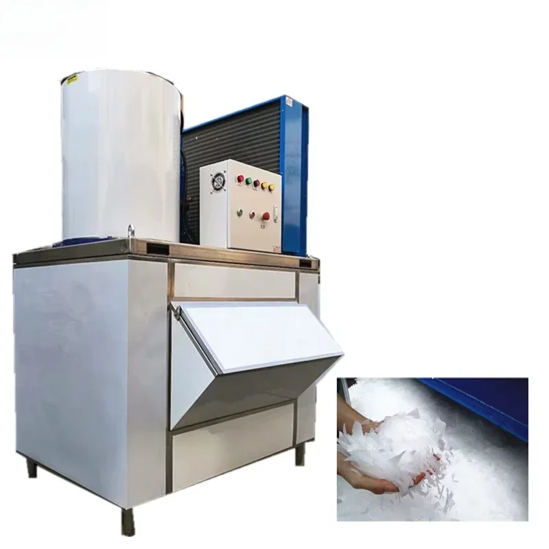 Commercial Flake Ice Chip Slice Machine Fish Boat Seafood 100kg Capacity Small 3 10 15 Ton Snow Flake Ice Maker Making Machine