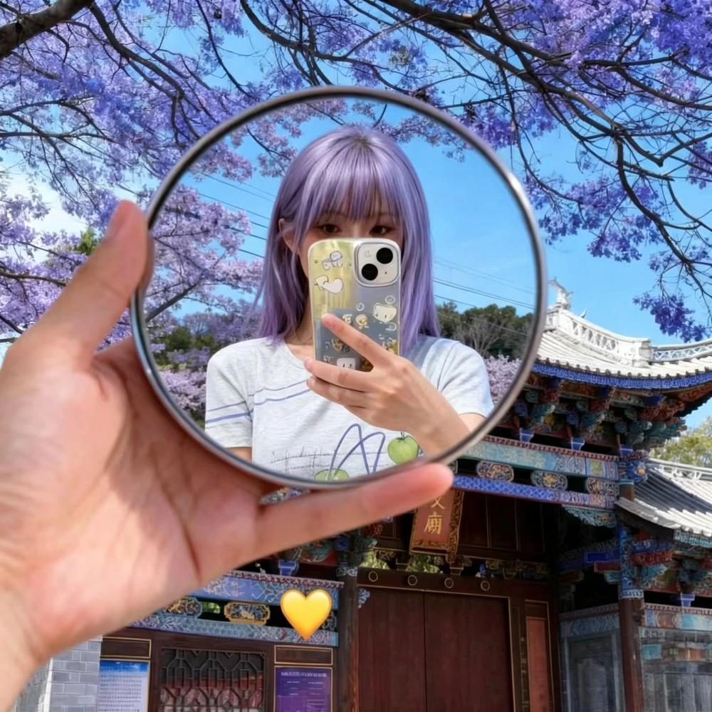 Round Convex Mirror Travel Selfie Photo Props High-definition Mirror Portable Makeup Mirror Handheld Photography Mirrors