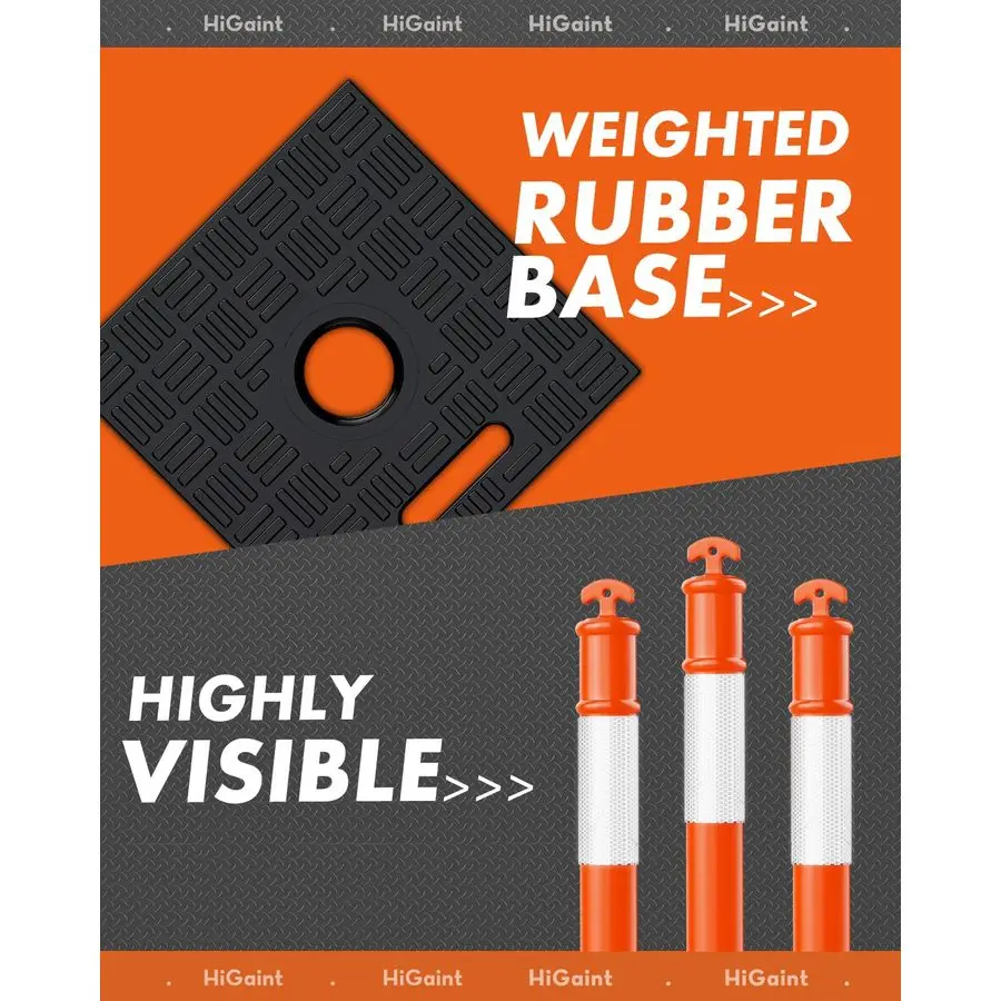 반사 스트립이 있는 하이자이언트 45 교통 표지판 포스트, 주차장 및 공사 구역용 주황색 표지판 포스트 콘