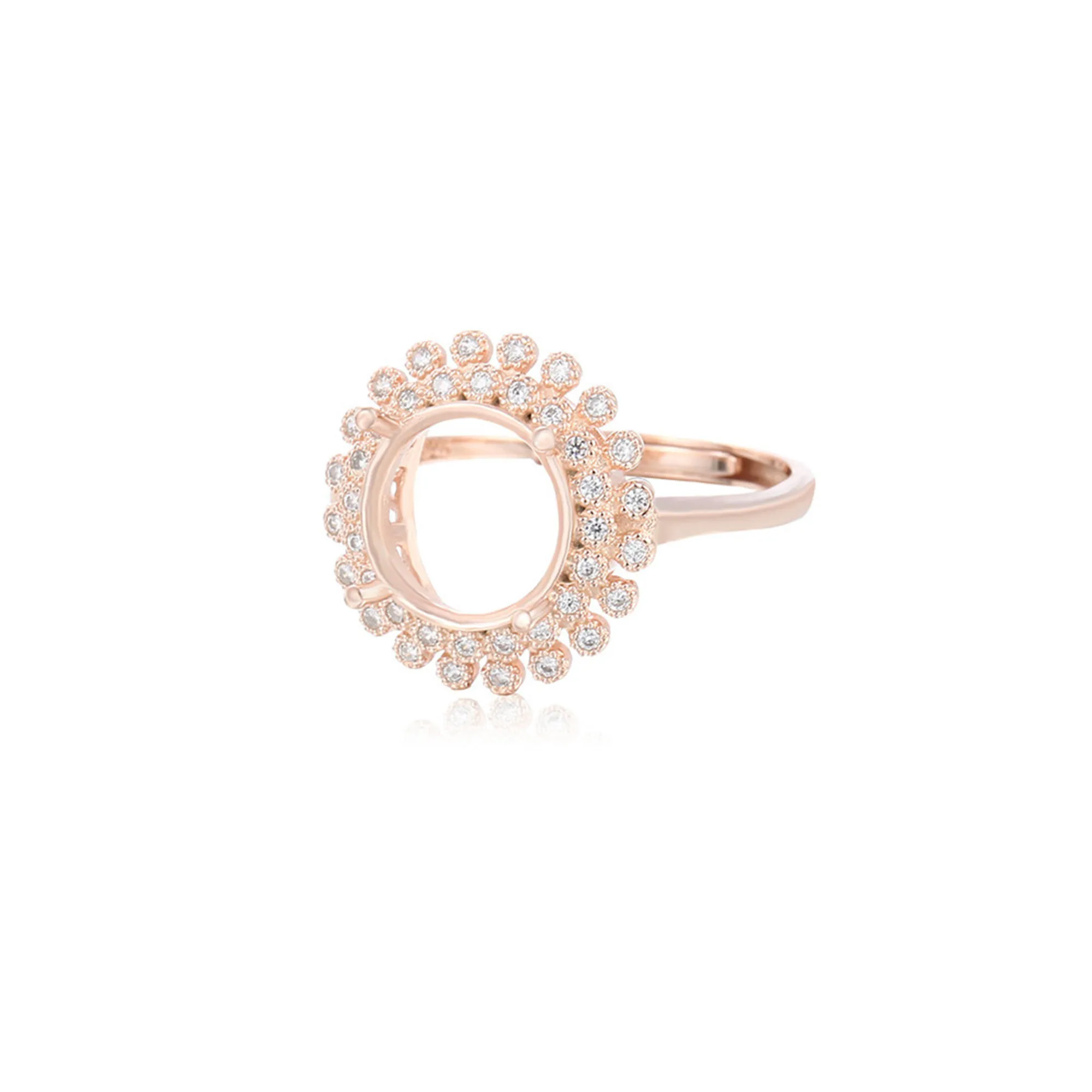 

Ring Blank for 3mm/4mm/5mm/6mm/7mm/8mm/9mm/10mm Round Cabochons Gold Plated 925 Silver Zircon Adjustable Ring Setting