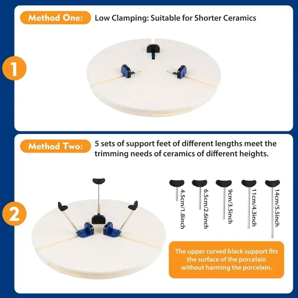 

White Ceramic Portable Pottery Machine Turntable Clamp Pottery Trimming Sculpting Clamp Repair Tools for Clay Sculpture