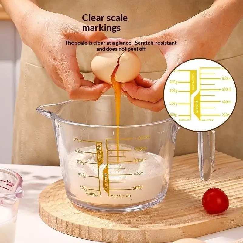 500ML Large Capacity Glass Measuring Cup With Handle And Scale Heat Resistant Safe Kitchen Tool For Home Cooking