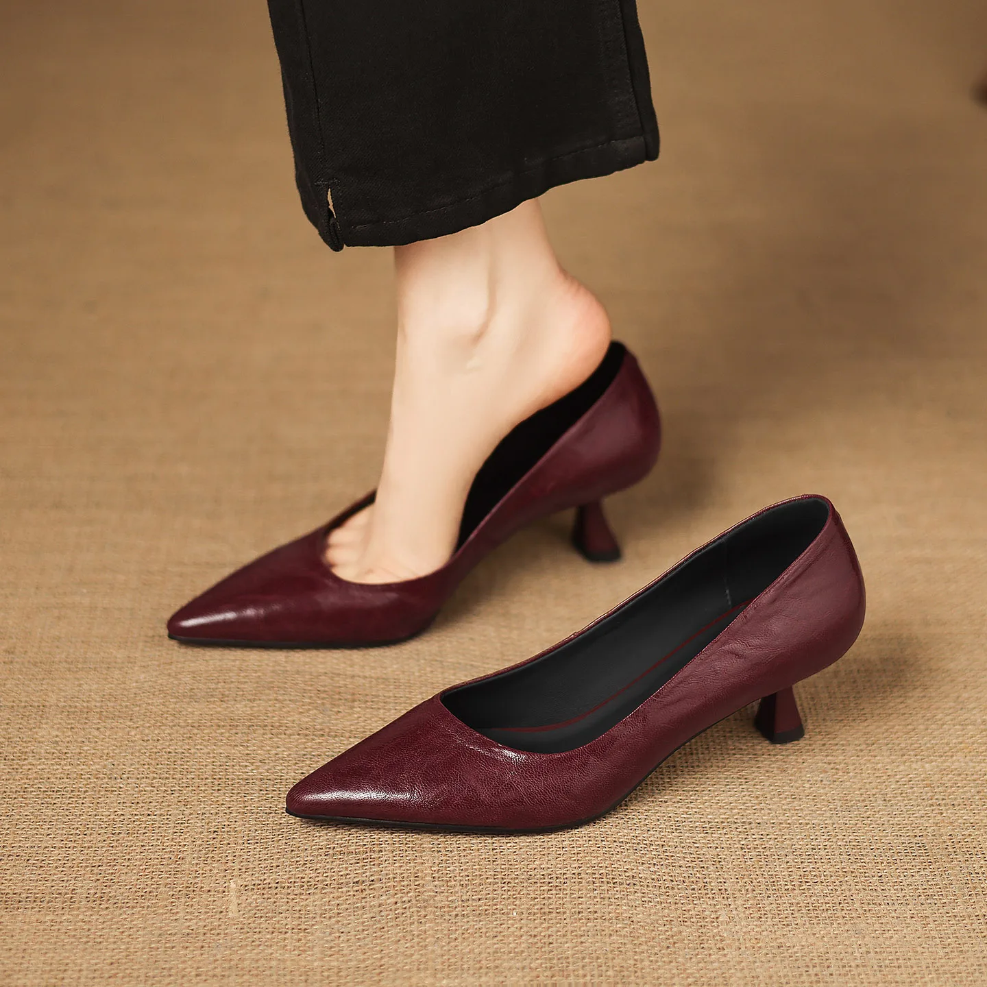 

US 5-12 Size Genuine Leather Sheepskin Classic Pointed Toe High Heels,Fashion Women pumps Elegant Large Size Womens Shoes