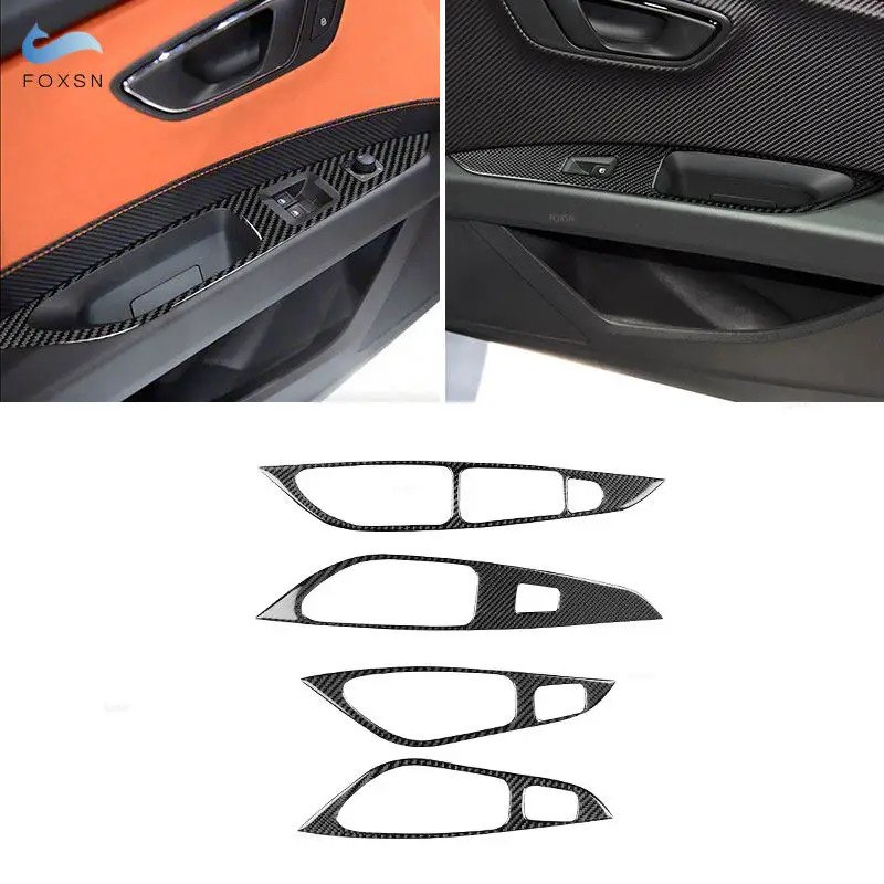 

For Seat Leon 2013 2014 2015 2016 2017 2018 2019 2020 Soft Carbon Fiber Car Interior Door Window Lift Panel Button Frame Trim