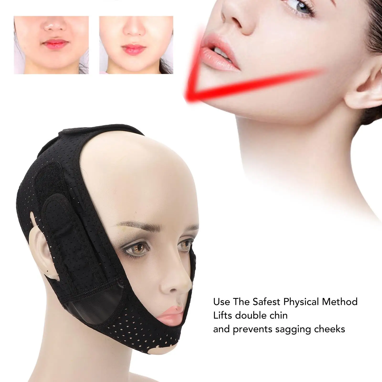 Breathable V Face Lifting Band - Skin-Friendly Facial Slimming Strap for chin & Cheeks - Ideal for Sleep