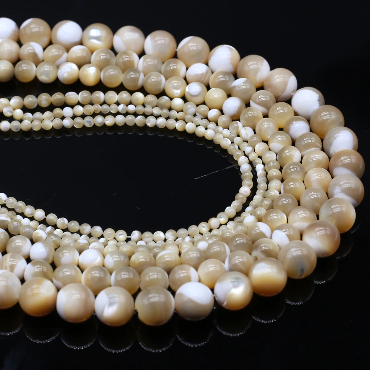 1 Strand Natural Shell Round Beads Charms for DIY Necklace Bracelet Jewelry Making Supplies Women Men Handmade Accessories