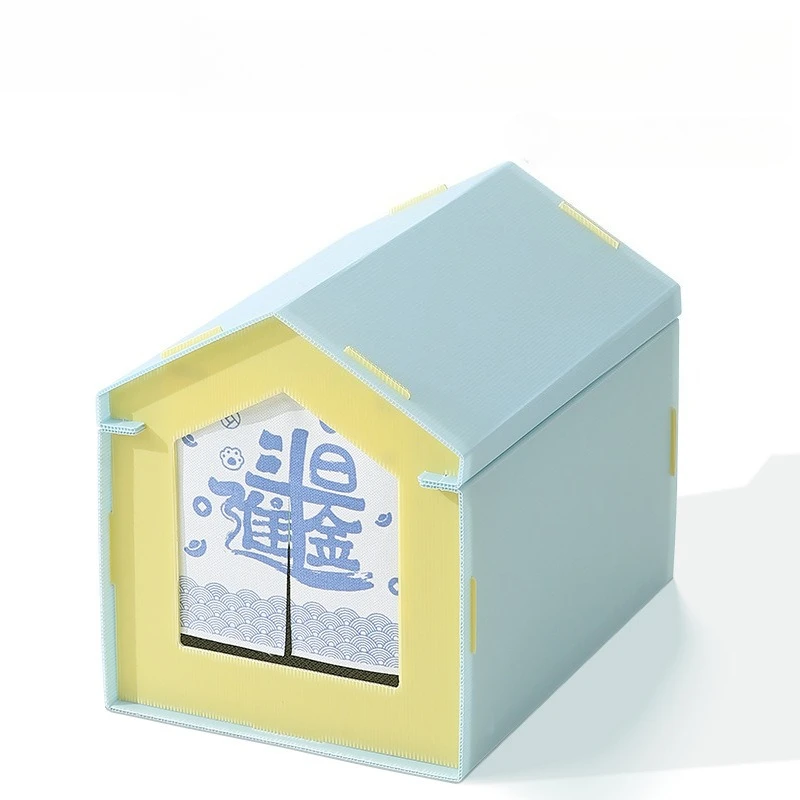

Waterproof Foldable Cat Tent Semi Enclosed Cat House with Built in Scratching Board and Door Curtain Indoor Cat Bed Durable