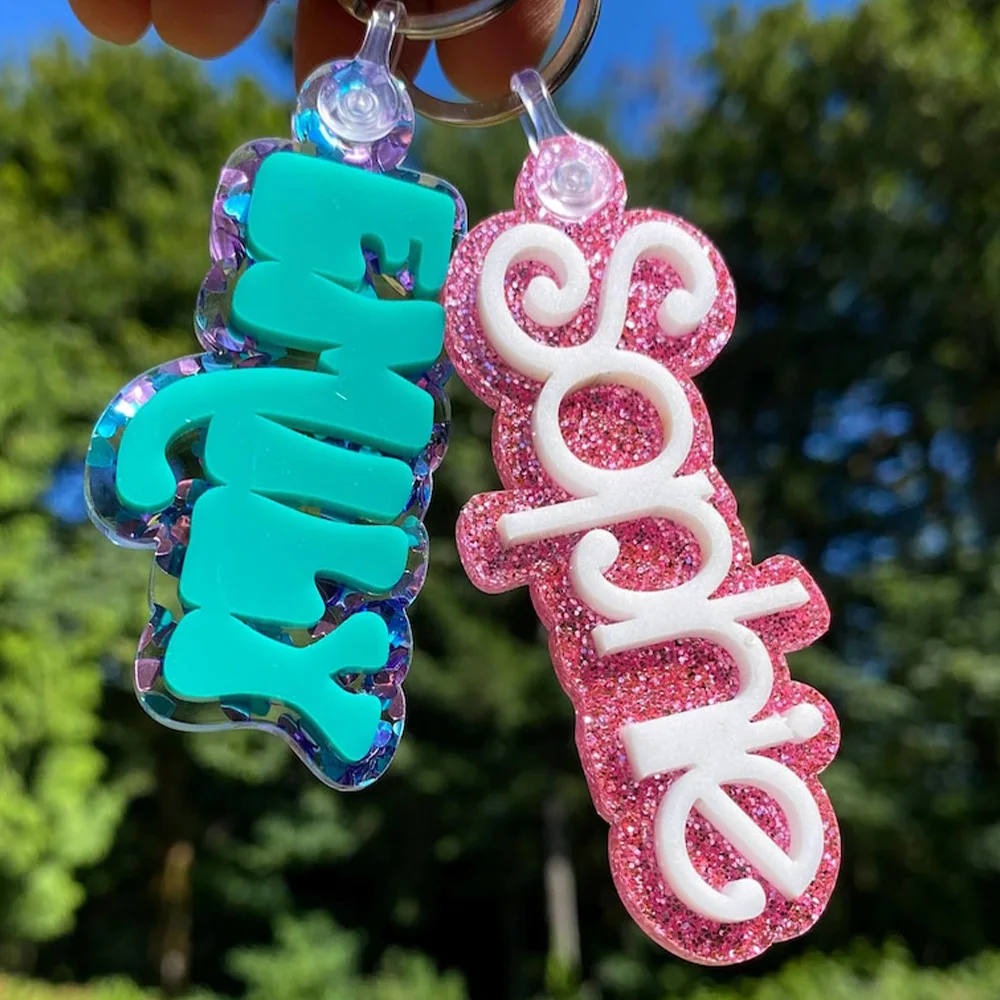 Custom Keychain - Personalized PMMA Color Clash Name Laser Engraved DIY Accessory for Daily Use & Trendy Gifts, Teens image 4