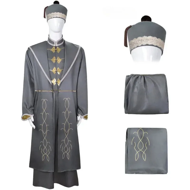 

Movie Cosplay Robe Dumbledore Professor Costume Halloween Magic School of Witchcraft and Wizardry Gray Cloak for Men