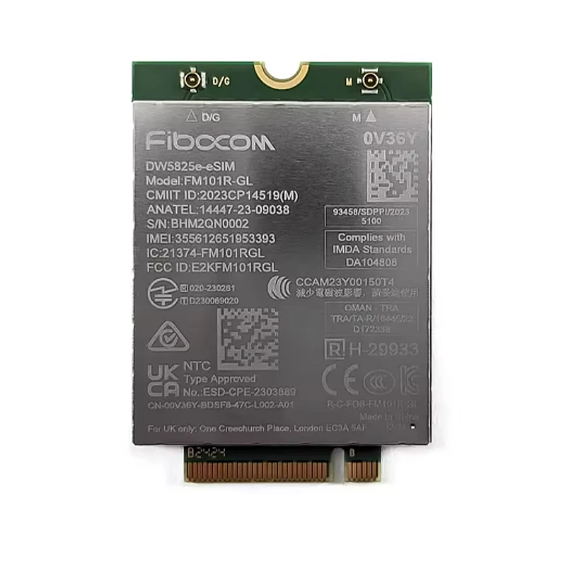 Fibocom WIRELESS DW5825e-eSIM WWAN Mobile Broadb لخط العرض 3550 7350 7450 5550 5450 5350 الدقة 3591 3490