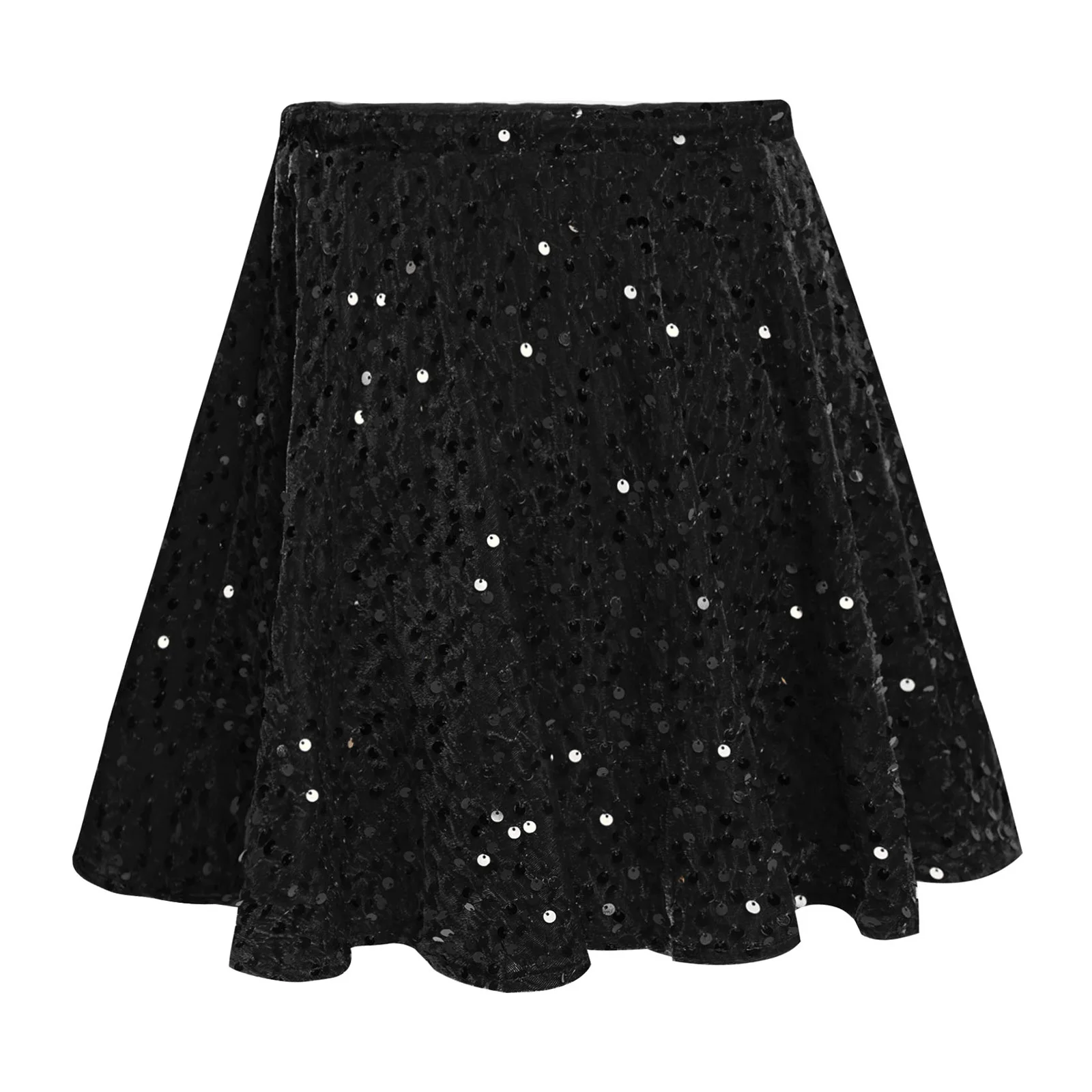 Gonna da ballo per balletto per bambina, con paillettes scintillanti, in velluto, elastico in vita, gonne arricciate per spettacoli di danza per feste di Natale