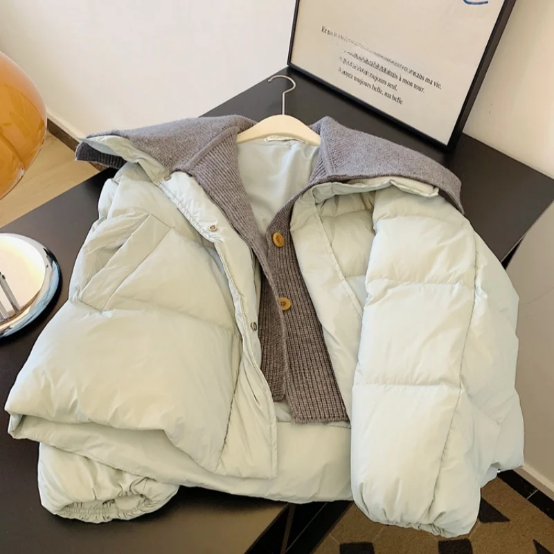 

Faionable Thiened ort Cotton Jaet Warm Winter Outerwear Korean Sle Loose Fit Polyester Fiber Long Sve Stand Collar