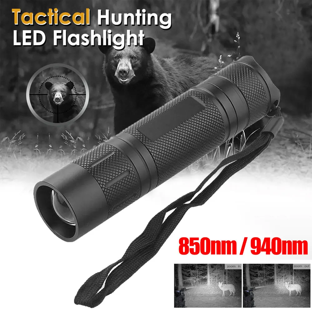 Infrared IR 850nm 940nm Night Vision LED Tactical Flashlight Zoom Waterproof Hunting Torch 18650 Battery Flash Light Lantern