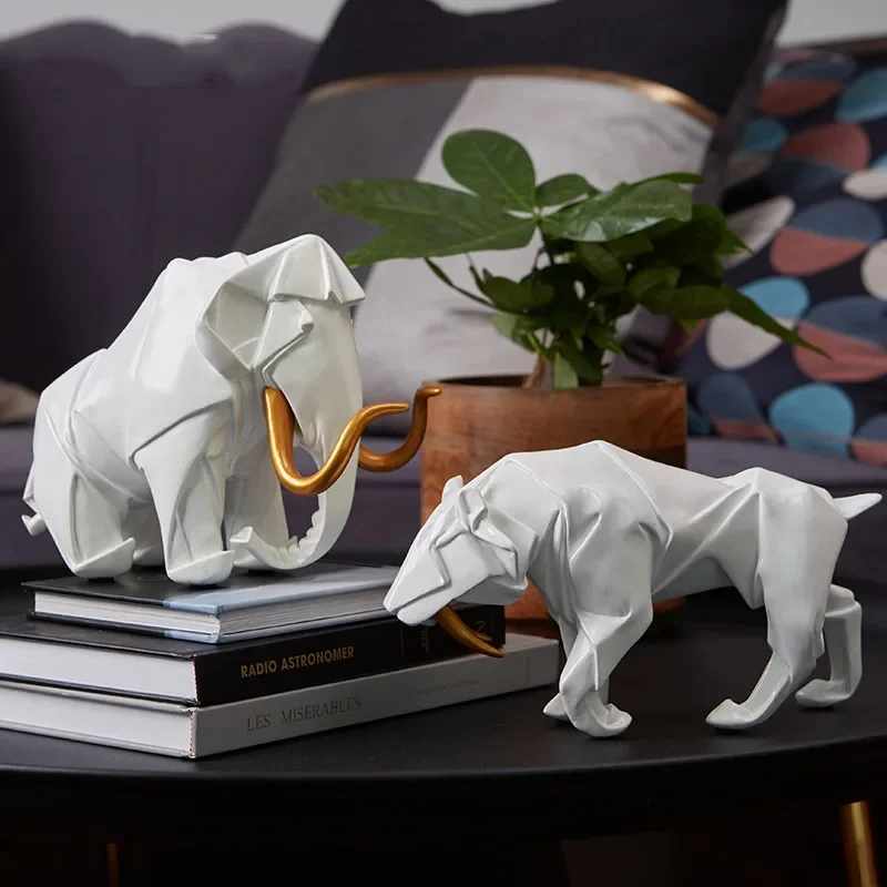 

Resin Animal Ornaments Home Decoration Accessories White Brown Elephant Tiger Statue Desktop Furnishings Crafts Decor Figurines