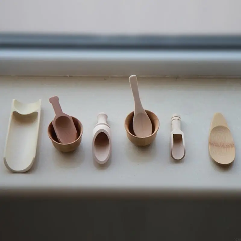 97BE Ensemble d'outils Ustensiles cuisine en bois naturel naturel pour 8 pour les tout-petits apprentissage précoce