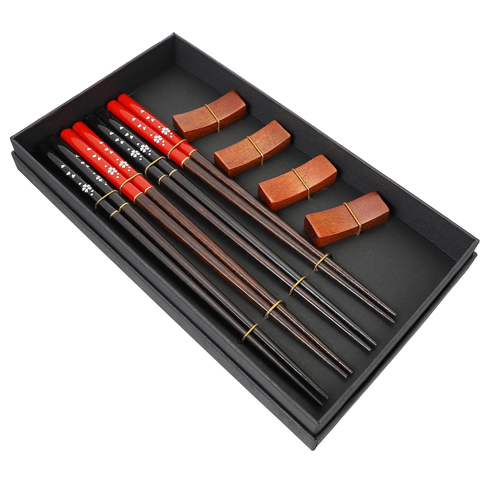 

1 set Chopstick Chopstick Rest Black Red Design Reusable Home Tableware Portable Travel Picnic Dining Utensils Gift Set