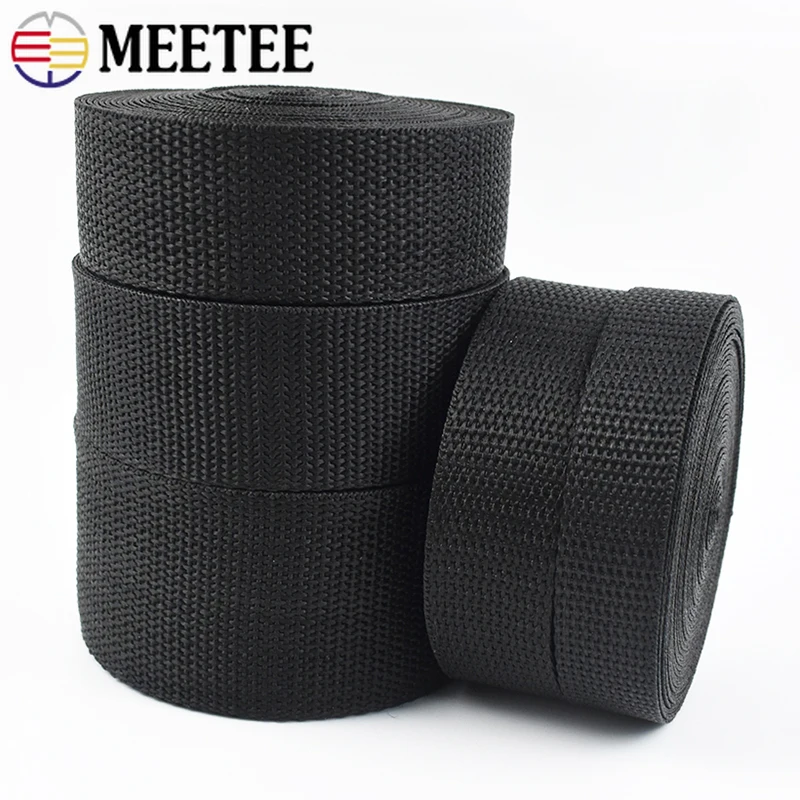 

5/10Meters 20-50mm Black PP Nylon Webbing for Bag Strap Backpack Ribbon Tape Safety Belt Clothes Band Bias Sewing Accessories