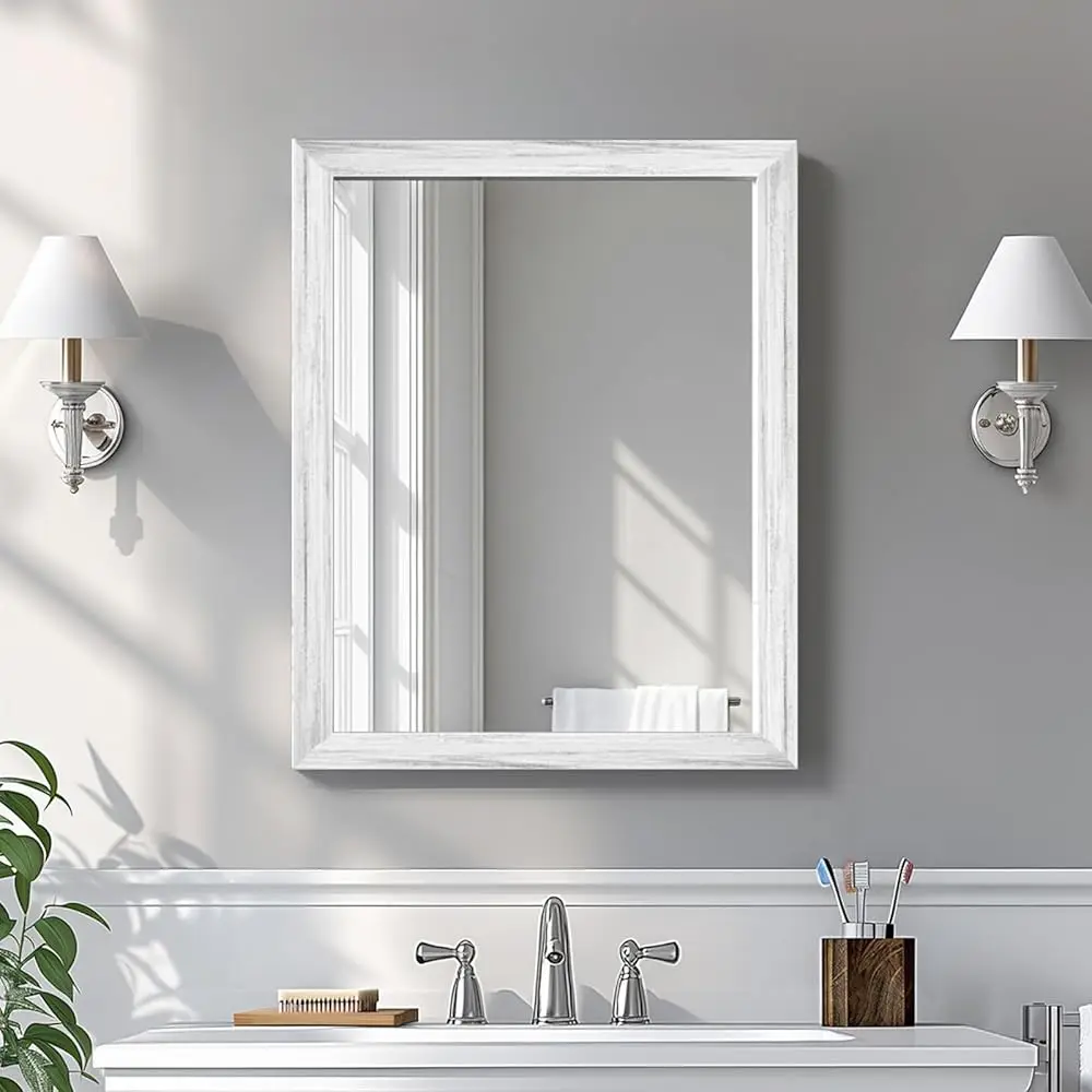 

Retro Copper Effect Framed Wall Mirror, 22x30 Rectangle Mirror, Anti-desilvering Tempered Glass, Sustainable&Sturdy Frame, An