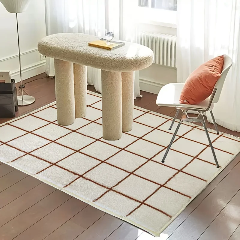 VIKAMA Nordic ins checkered living room carpet, bathroom non-slip water-absorbing mat, bedroom bedside sofa coffee table pad