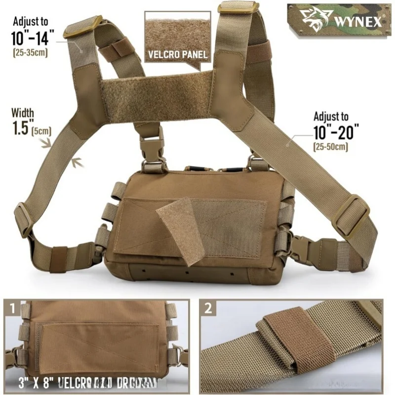 Borsa da petto tattica leggera per ciclismo all'aperto ed escursionismo Borsa da gilet da uomo Sport Sle Chiusura con cerniera Materiale in tessuto di bue