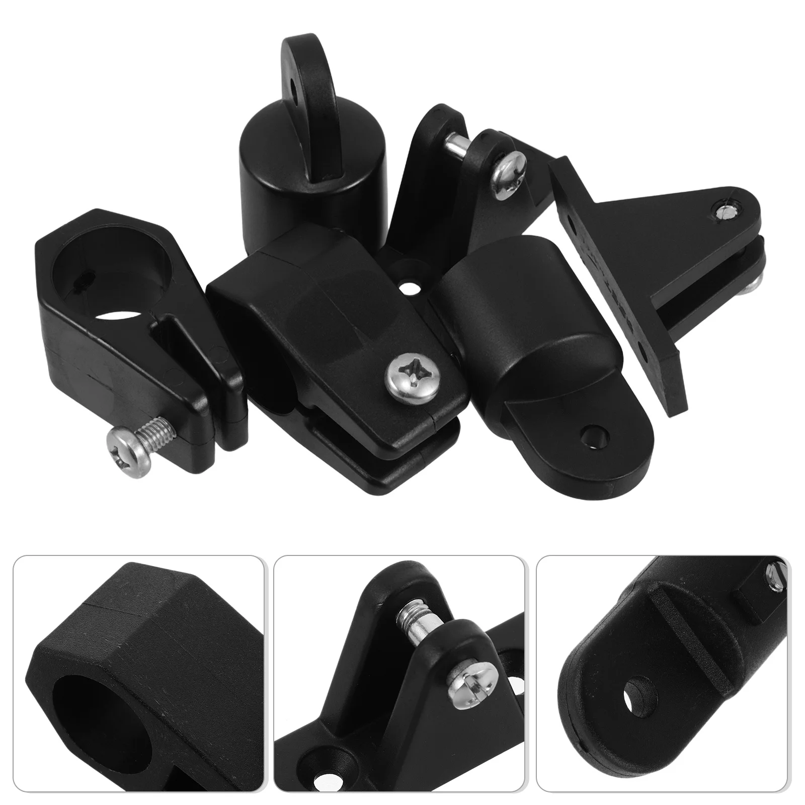 

6pcs Boat Canopy Parts Bimini Top Hardware Eye End Cap Marine Fitting For Yacht Deck Hinges Slide Black Multiuse Support