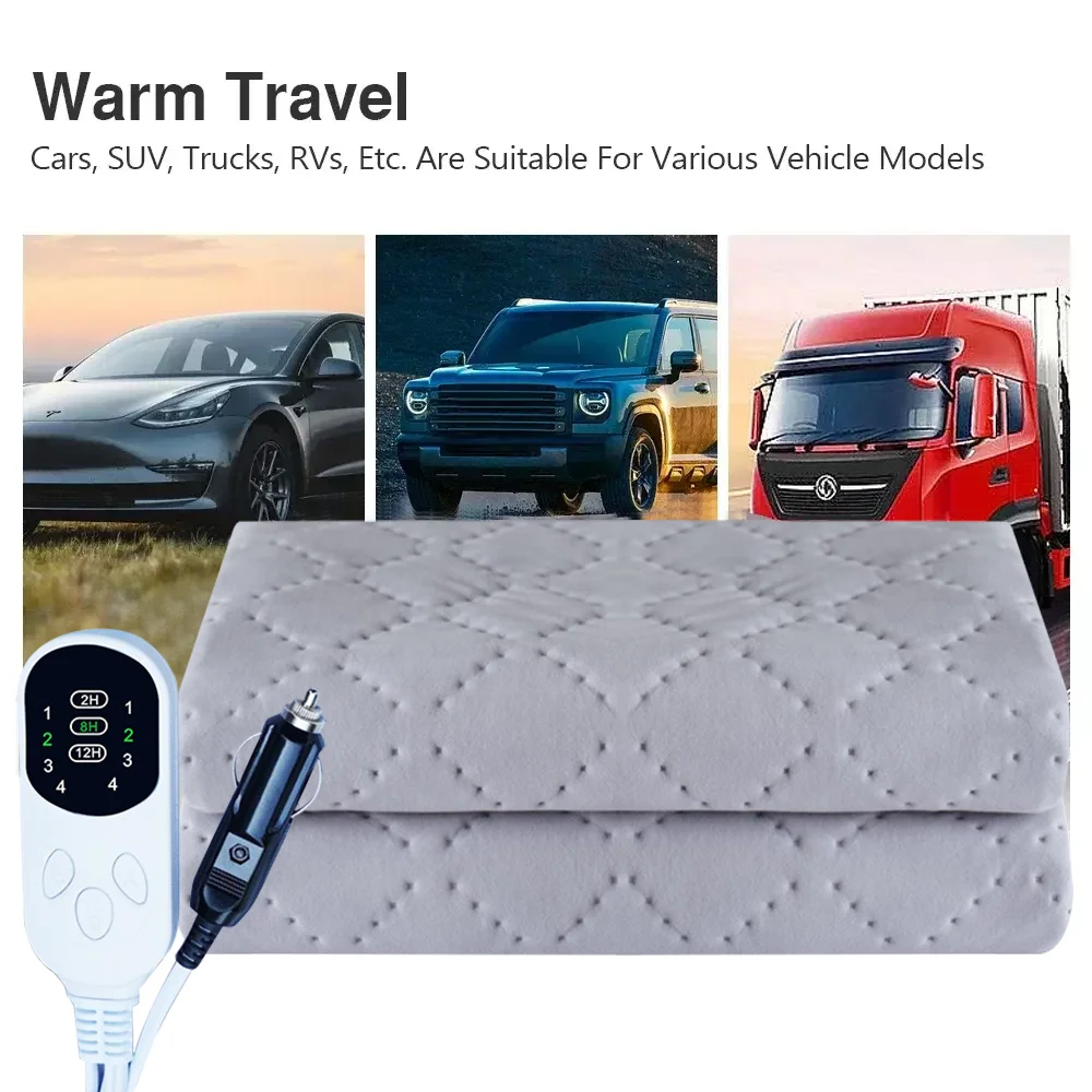 1PC Car Heating Blanket Durable Electric Heating Blanket For Car Camping RV SUV Rv Travel Energy-Efficient Heated Blanket Part