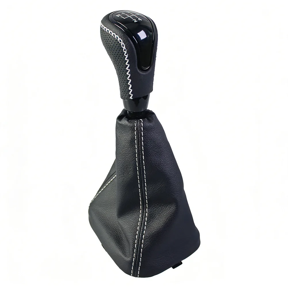 

Interior Upgrade 5-Speed Gear Knob Car Interior Upgrade White Line Artificial Leather Ergonomic Grip Direct Replacement