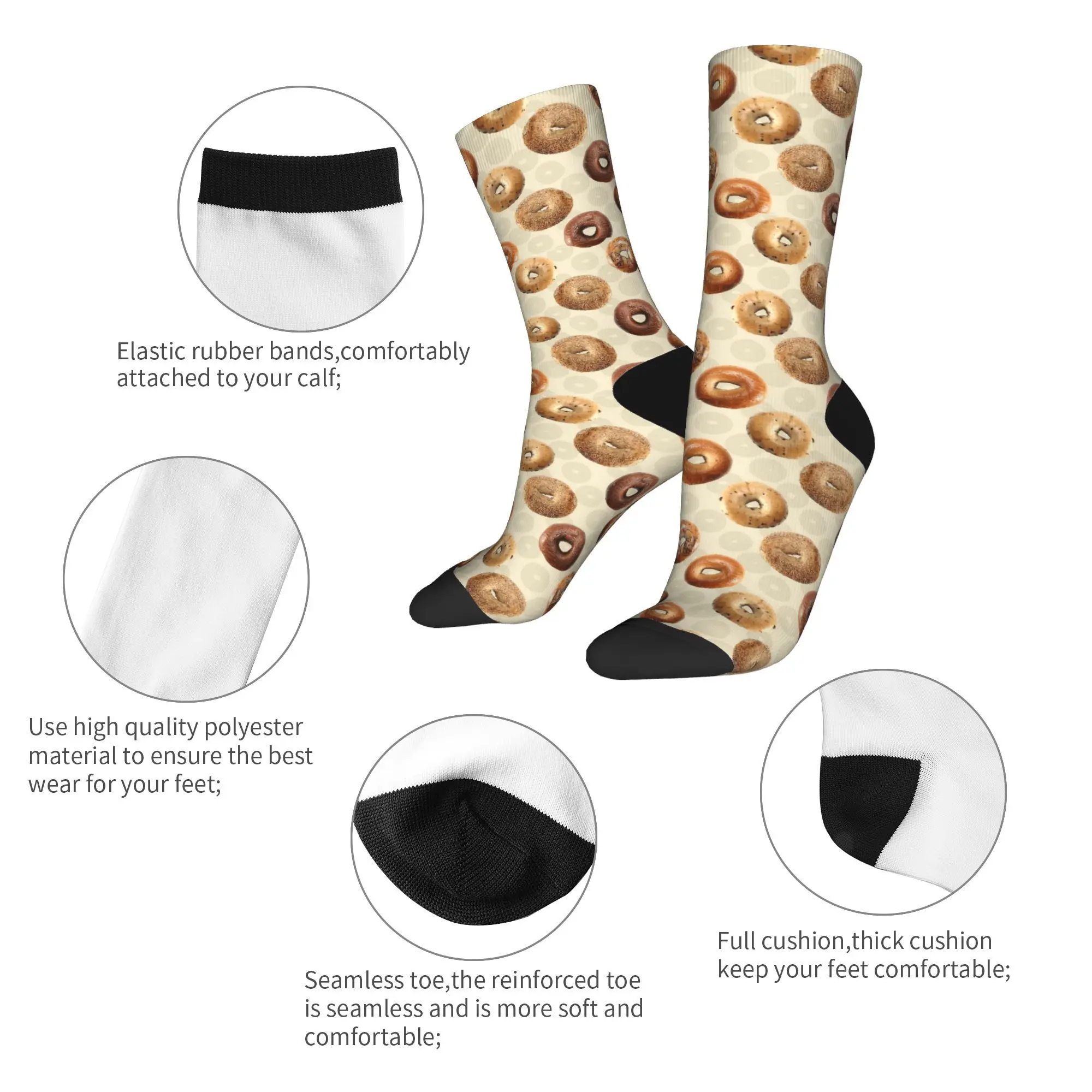 Kaos Kaki Roti Bagel Musim Semi Kaos Kaki Kasual Pasangan Kaos Kaki Lembut Bernapas Kaos Kaki Bermotif Kaos Kaki Olahraga Lari Anti Selip