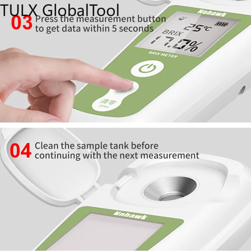 

TULX Digital Refractometer Sugar Brix Meter Rechargeable Saccharimeter Wine Beer Alcohol Drink Fruit Sugar Concentration Meter