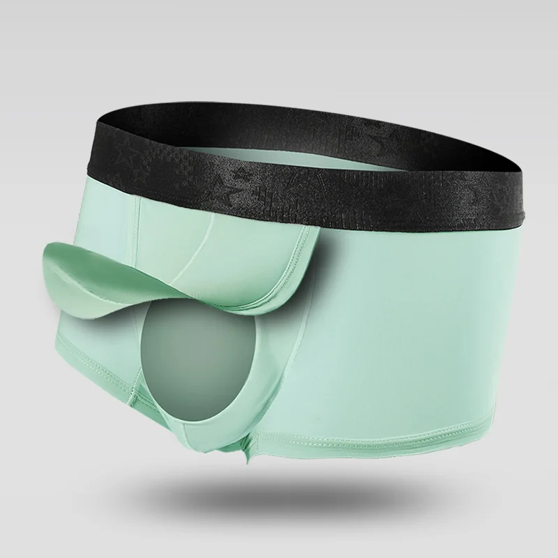 سراويل داخلية منوية للرجال من الحرير الجليدي للصيف رفيعة للأولاد من أزرار الصفن مقسمة للدوالي