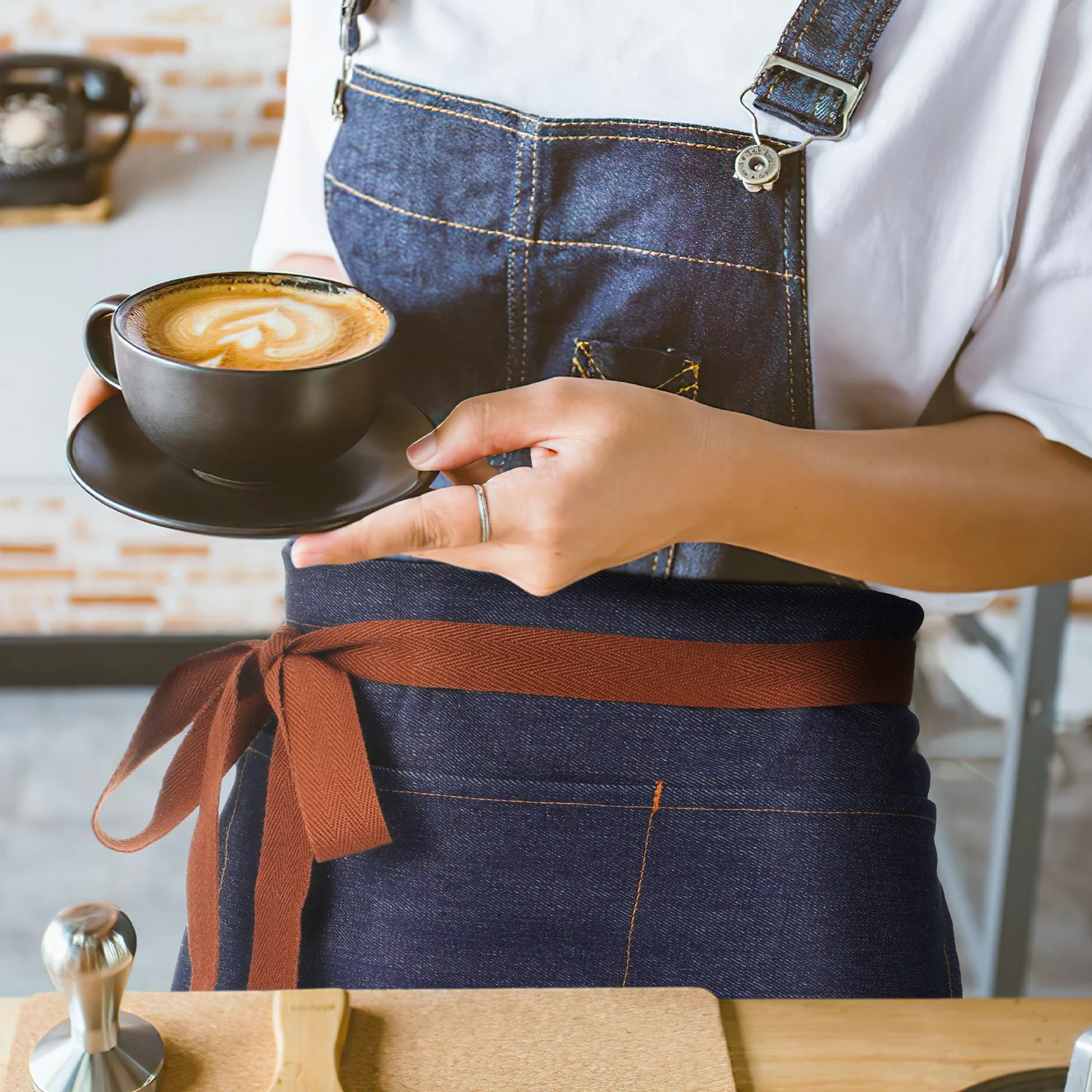 مريلة نصف من قماش الدنيم القطني بجيوب متعددة، خادم الخصر، ملابس عمال المطاعم، الطبخ، الخبز، البستنة، لوحة فنية للنادلة #5