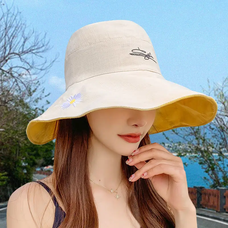 Wide Brim UPF 50+ Sun Hat Women Anti-UV Protection Hiking Fisherman Cap Fold Summer Solid Beach Hat Double sided Sun hat