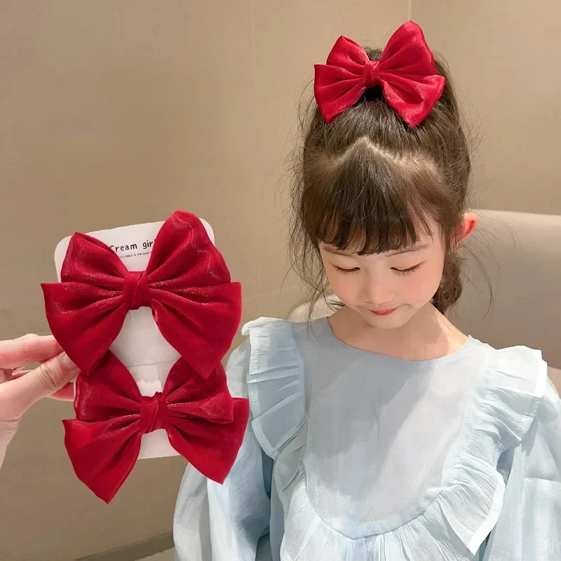 New Korean Fashion Children Bow Hair Pins Black Red Pink Princess Barrettes Girls Kids Children Hair Accessories