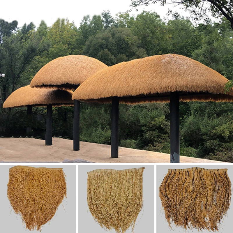 Outdoor Fine Silk Simulation Thatch Roof New Ultra-fine Thatch Simulation Straw Garden Landscape Flame Retardant Decor Material