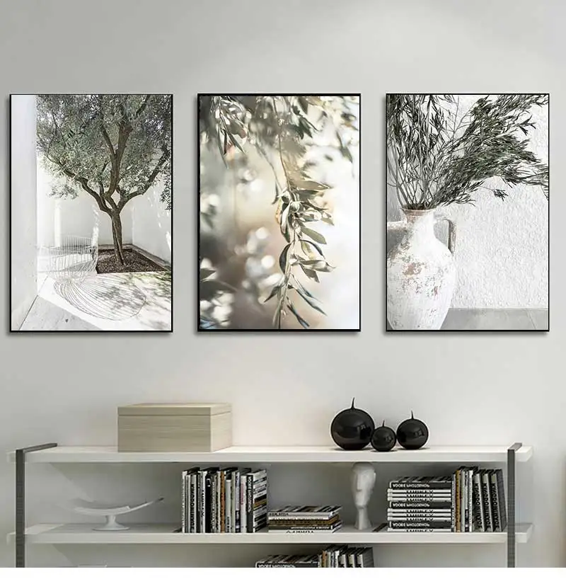 Póster en lienzo verde oliva, pintura De árbol De hojas, impresiones artísticas De pared, arquitectura antigua De Italia, carteles De Puglia, imagen para sala De estar