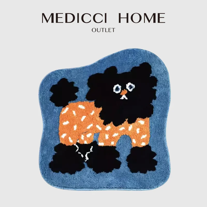 

Medicci Home Vintage Poodle Dogs Area Rug Ultra Soft Plush And Absorbent Tufted Irregular Carpet Bath Mat Boho Chic Accent Decor