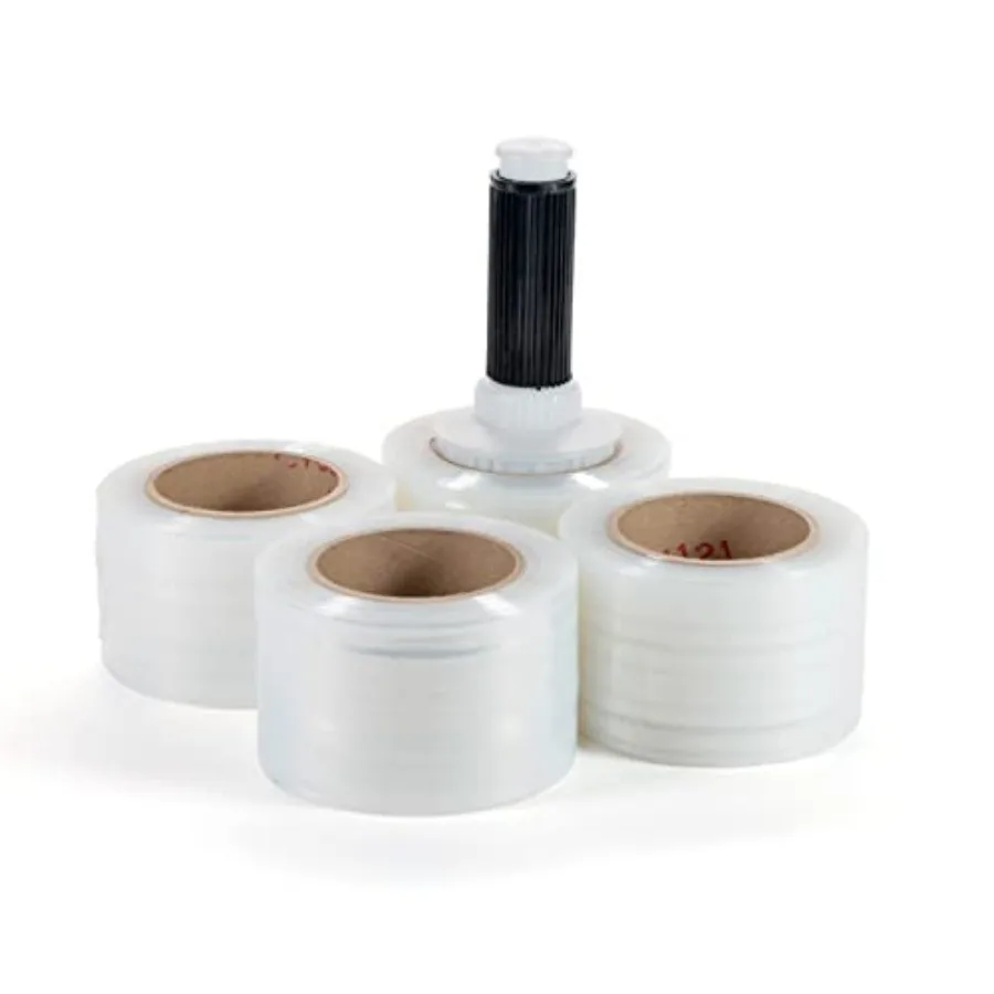 

IDL Packaging 3" Stretch Wrap Mini Roll, 700 feet, 10 Gauge with a Plastic Handle Included Industrial Grade Clear Plastic Wrap