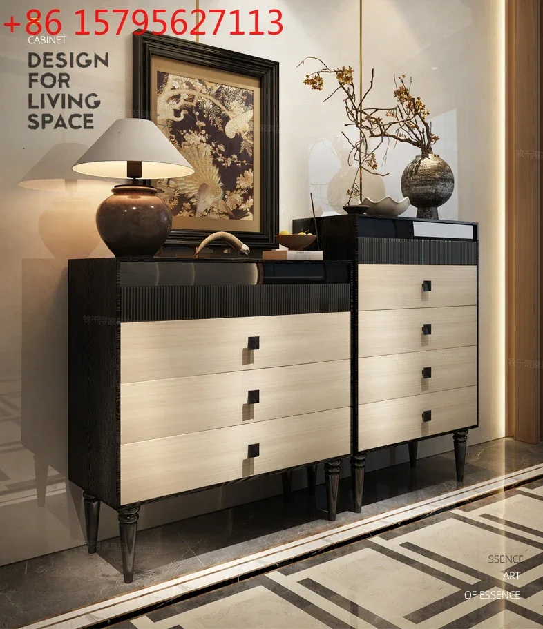 Chest of Drawers Combination Living Room Glass Decoration French Retro Master Bedroom Four Or Five Chests of Drawers
