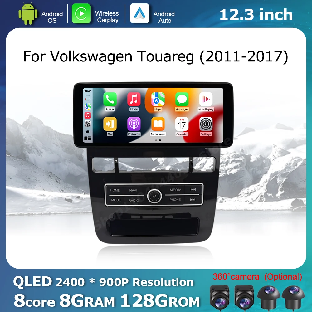 شاشة عرض السيارة لسيارة فولكس فاجن طوارق 2011 - 2017 نظام تشغيل أندرويد مشغل راديو الوسائط المتعددة DSP ستيريو نظام تحديد المواقع نافي اللاسلكية Carplay #2