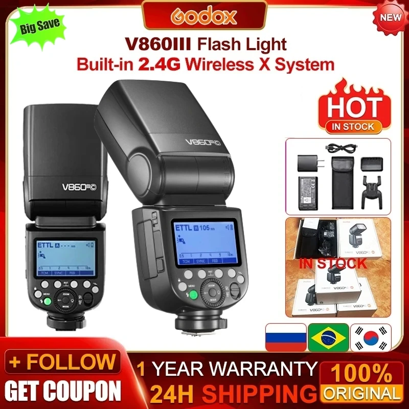 Godox V860III V860 III ON Camera Flash Light E-TTL II HSS Speedlite for Canon Sony Nikon Fujifilm Olympus Panasonic Pentax Light