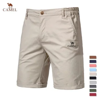 Pantaloncini Casual in cotone 100% cammello ricamato di fascia alta estate moda uomo Casual sport comodi pantaloncini da spiaggia elastici in vita