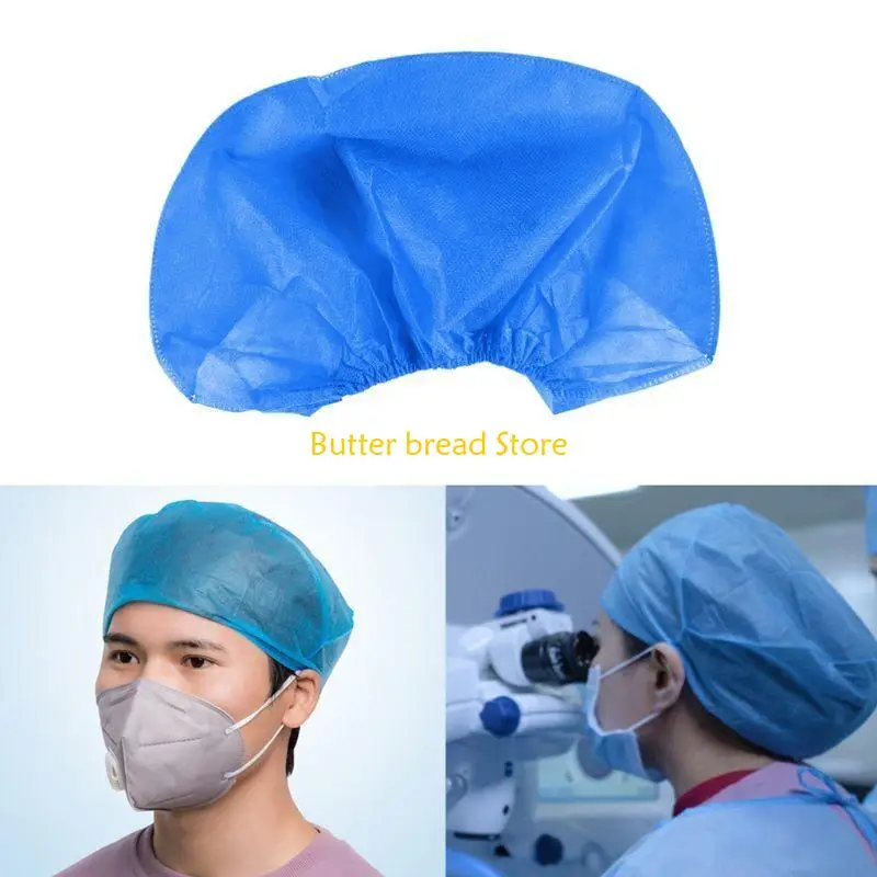 W89C 10pcs Disposable Elastic Non-Woven Bouffant Chef Catering Dust Hat