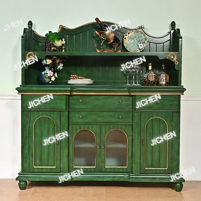 

JXC Side Cabinet Solid Wood High Cabinet Against The Wall Kitchen Rack Wine Cabinet Integrated Furniture