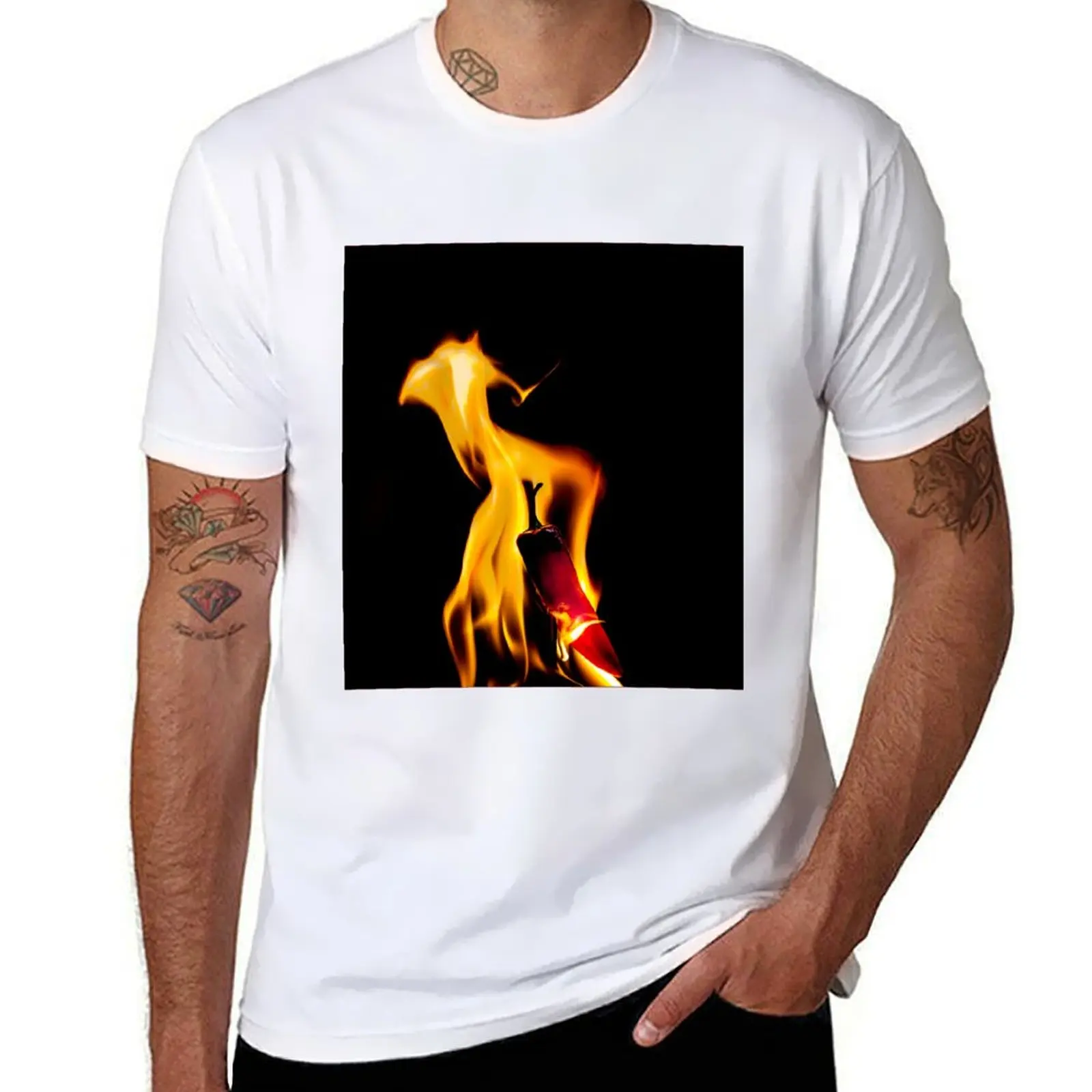 

Flaming hot Chilli T-Shirt t shirts for man pack white funny t shirts cotton T-Shirt