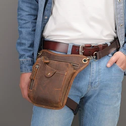 Vintage Pu Leather Waist Pack Drop Leg Bag for Men Women Belt Hip Bag Multifunction Motorcycle Bicycle Outdoor Hiking Camping